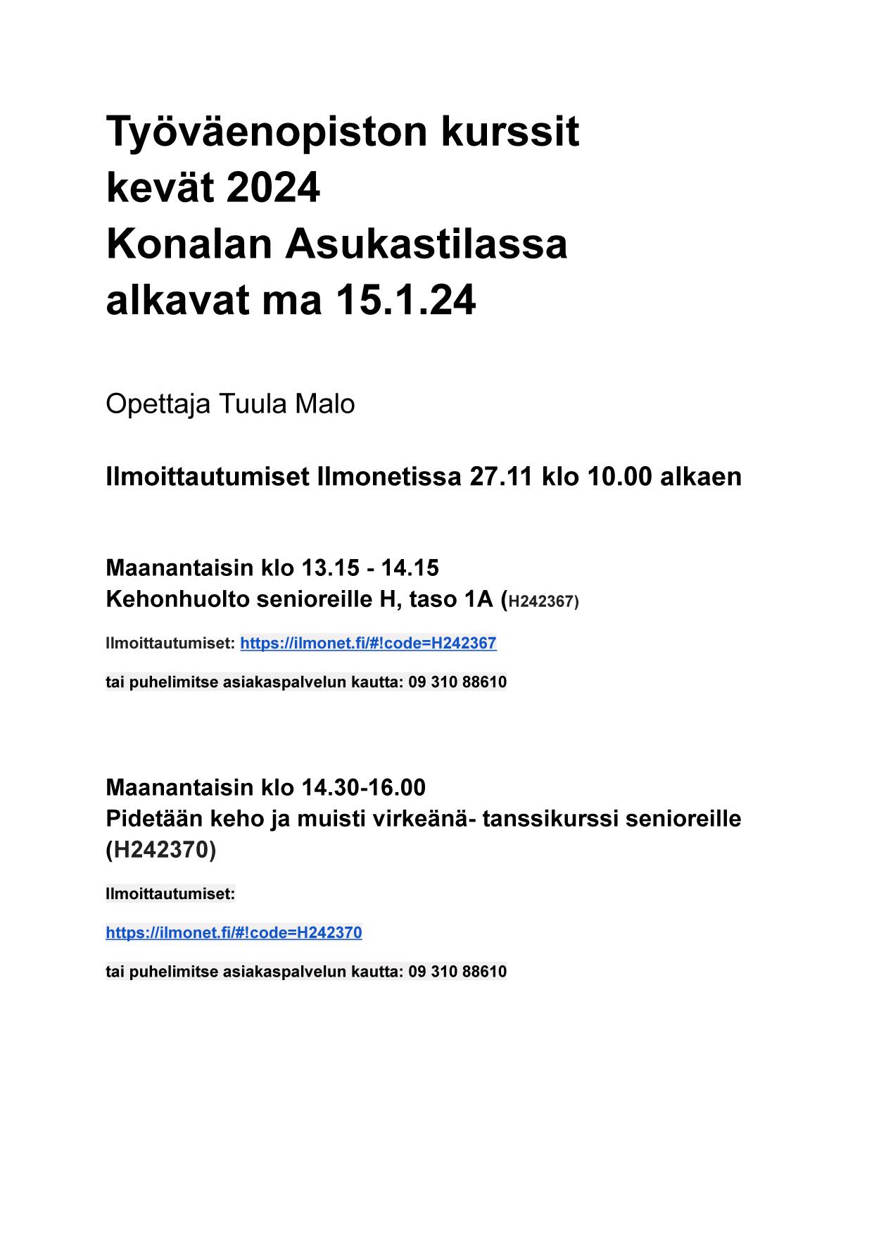 AJANKOHTAISTA - UUTISET - Konala-Seura Ry